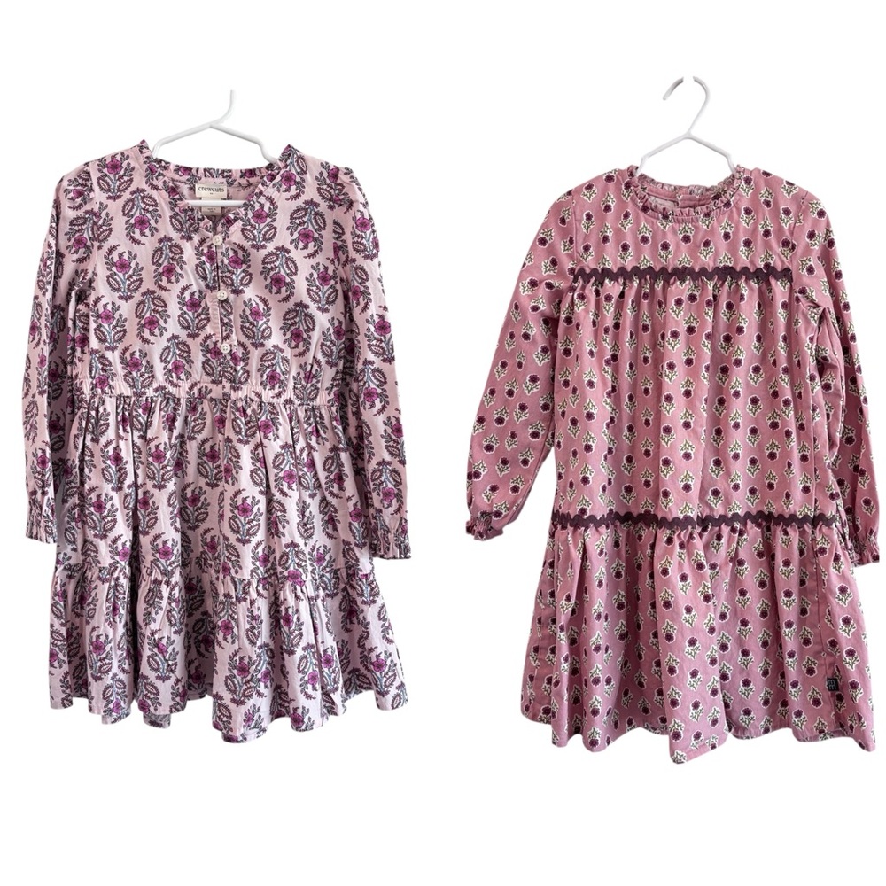Lot Of Girls Size 5 Dresses Floral Pink Long Sleeve Crewcuts & Modern Moments